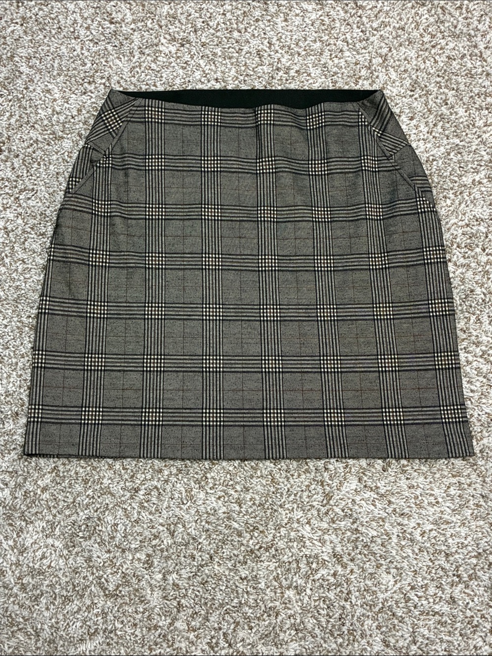 Apt. 9 Large Glen Plaid Straight Skirt w/ Pockets Rust Accent Dark Academia